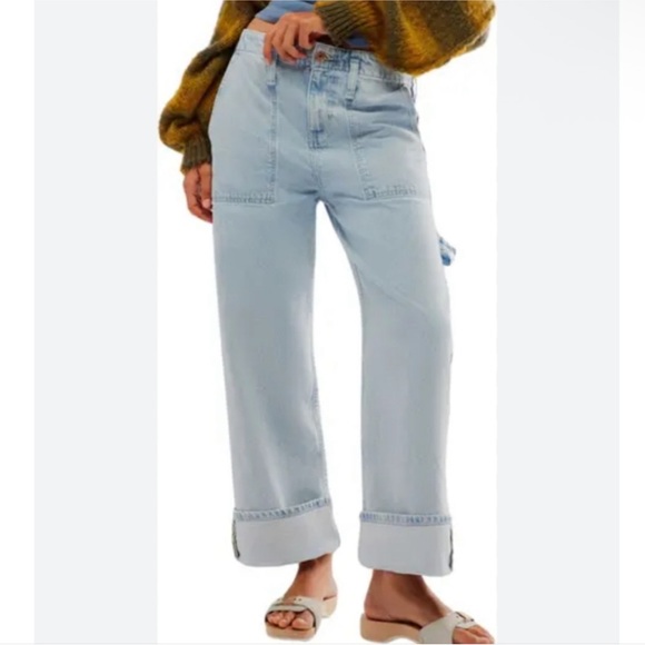 We The Free Denim - NEW Free People We The Free Major Leagues Mid Rise Cuffed Crop Jeans Size 29